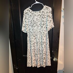 BCBGMaxAzria Cream and Gray Leopard Print Dress